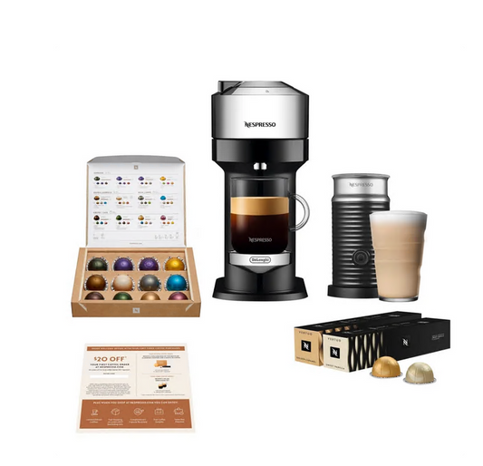 Nespresso Vertuo Next Deluxe with Aeroccino 3 and 32 Capsules