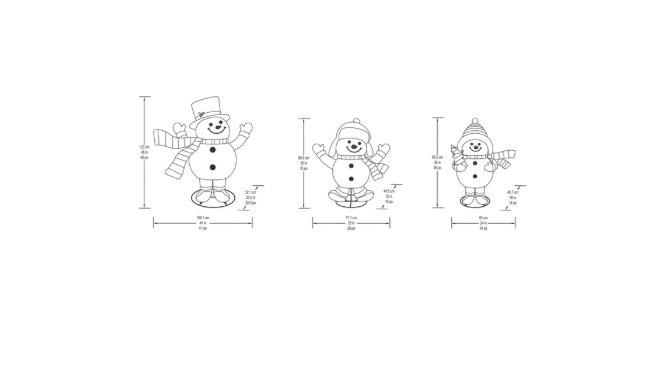 Pop Up Snowman Family with LED Lights, Set of 3