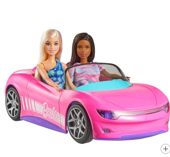 Hot Wheels Barbie RC Convertible Car with 2 Barbie Dolls