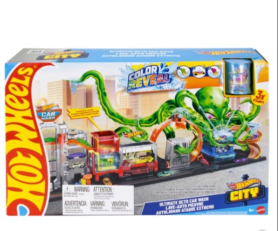 Hot Wheels Octo Carwash and 3 Color Reveal Cars