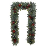 9' Pre-lit LED with Twinkle Artificial Decorated Garland, Red