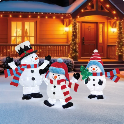Pop Up Snowman Family with LED Lights, Set of 3