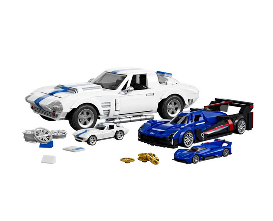 Mattel Brick Shop Hot Wheels Cadillac GTP & Corvette Bundle